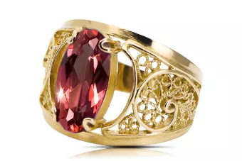 Žiedas Rubinas 14k geltono aukso Vintage vrc057y